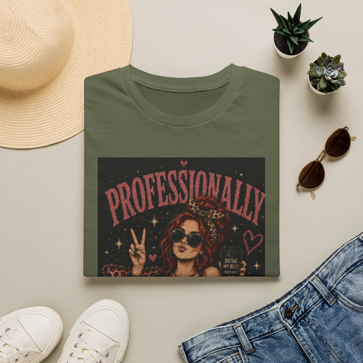 Professionally Unprofessional T-Shirt — Retro Femme Peace Sign Graphic Tee