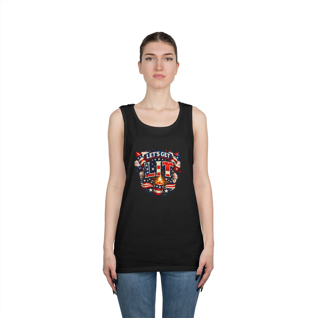 Let's Get Lit Tank Top — Patriotic 4th of July Fireworks Graphic Tank