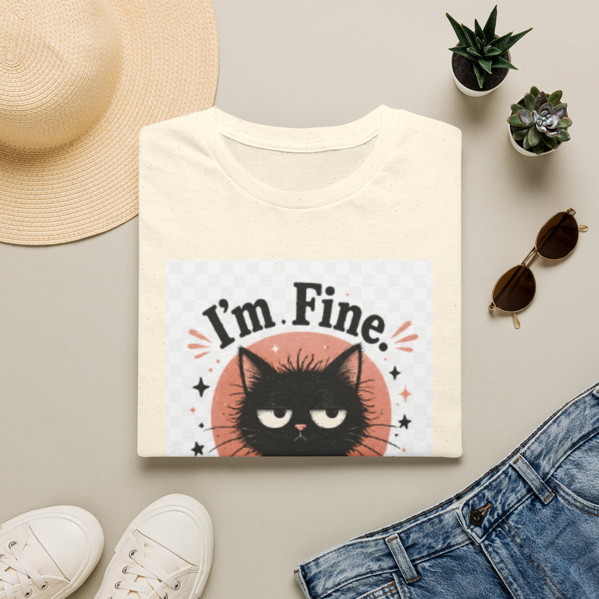 I'm Fine Cat T-Shirt — Funny Grumpy Cat Graphic Tee ("It’s Everyone Else")