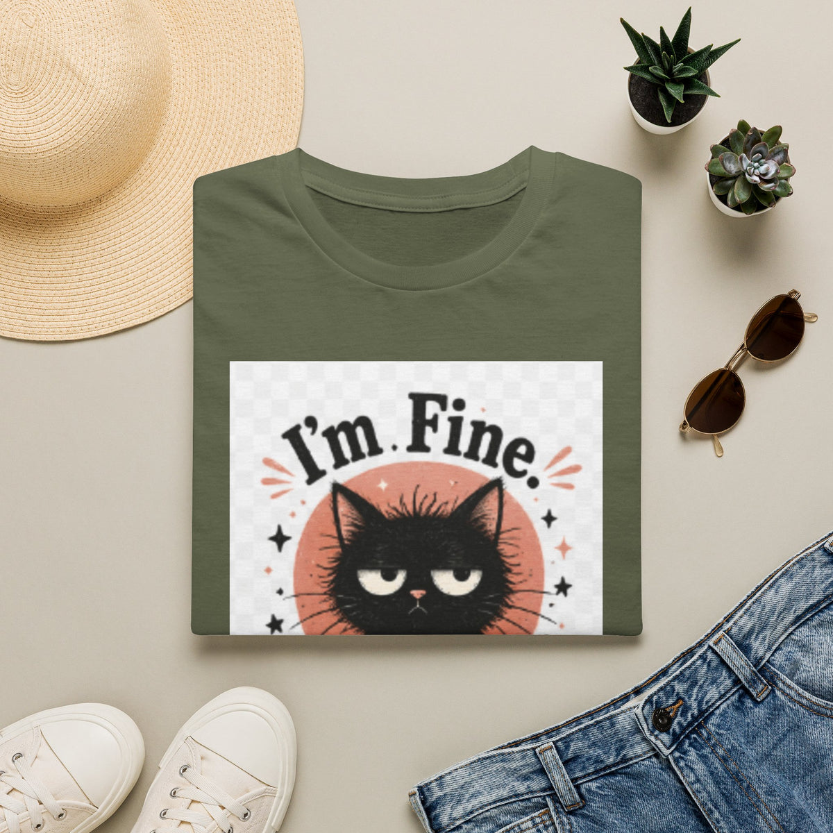 I'm Fine Cat T-Shirt — Funny Grumpy Cat Graphic Tee ("It’s Everyone Else")