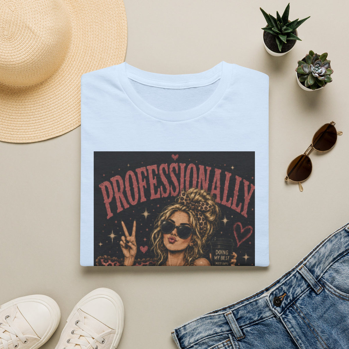 Professionally Unprofessional T-Shirt — Retro Boho Woman Graphic Tee