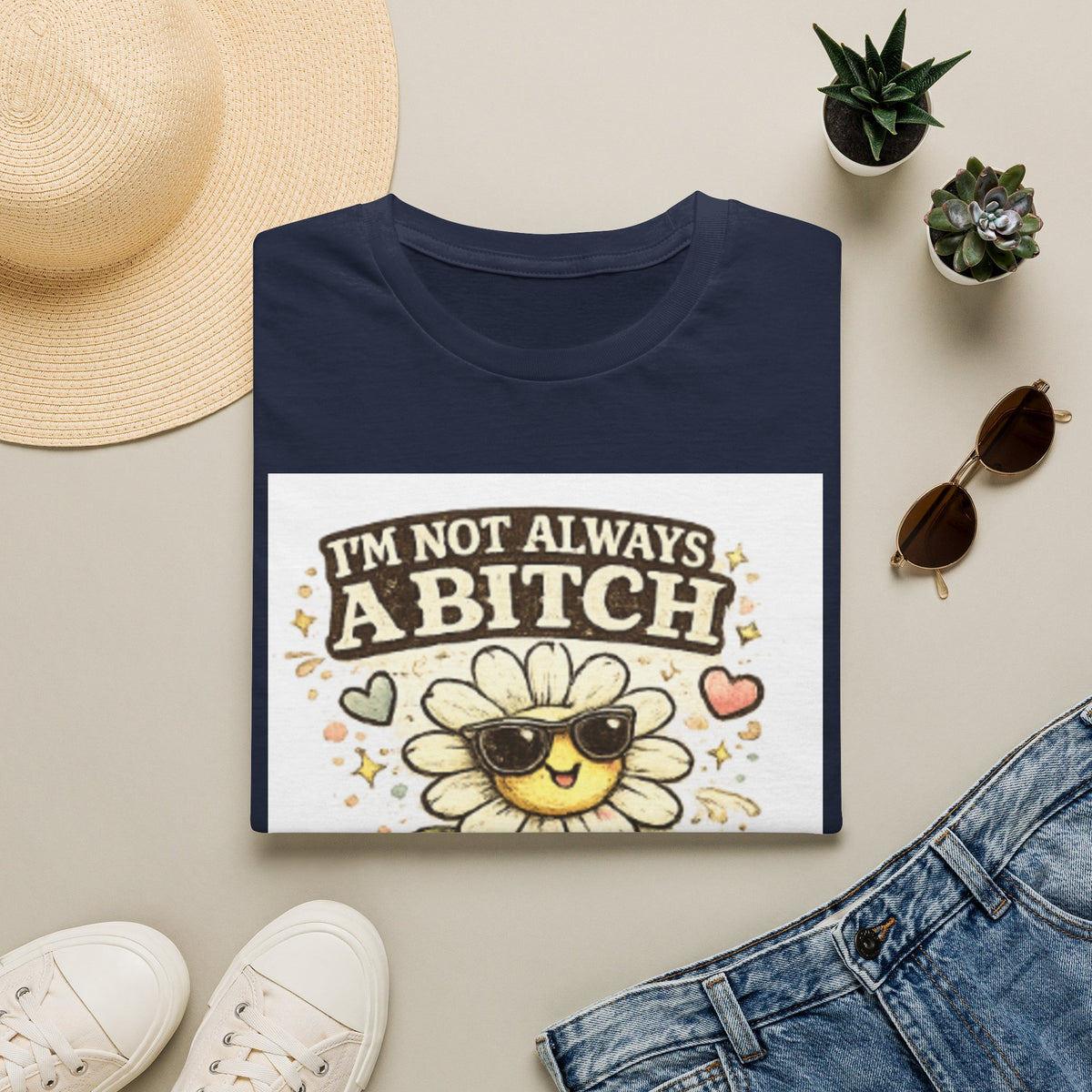 Graphic T-Shirt — "I'm Not Always A Bitch" Sunflower with Sunglasses (Just Kidding, Go f**k Yourself)