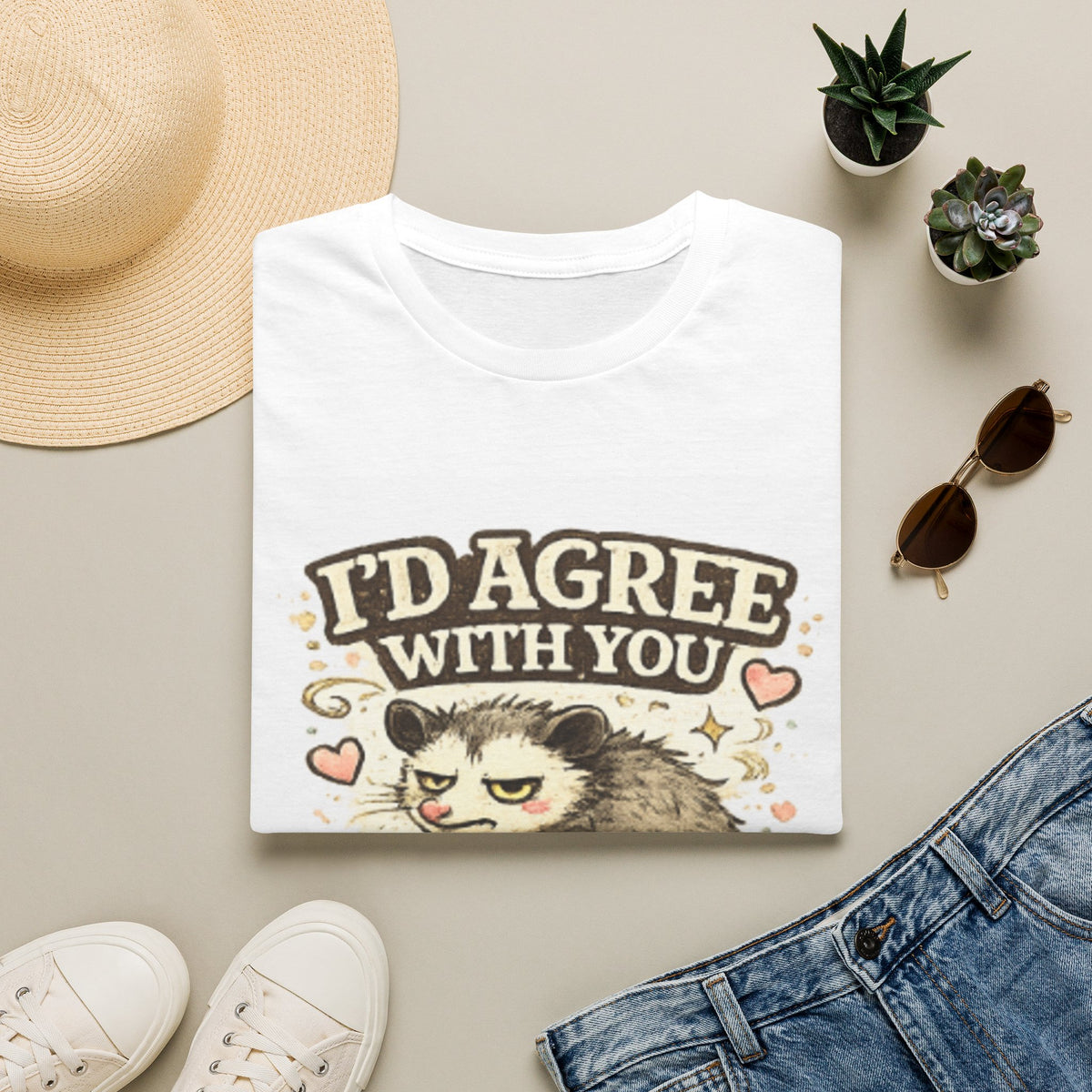 I'd Agree With You T-Shirt — Funny Grumpy Cat Quote Tee