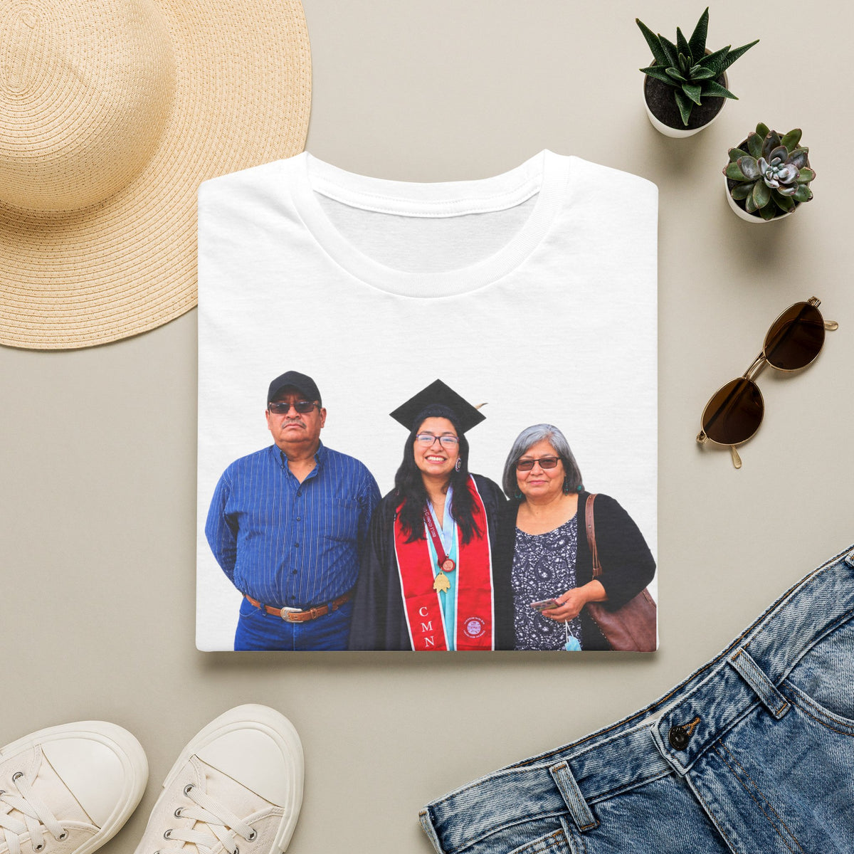 Graduation Family Photo T-Shirt — Custom Grad Portrait Tee
