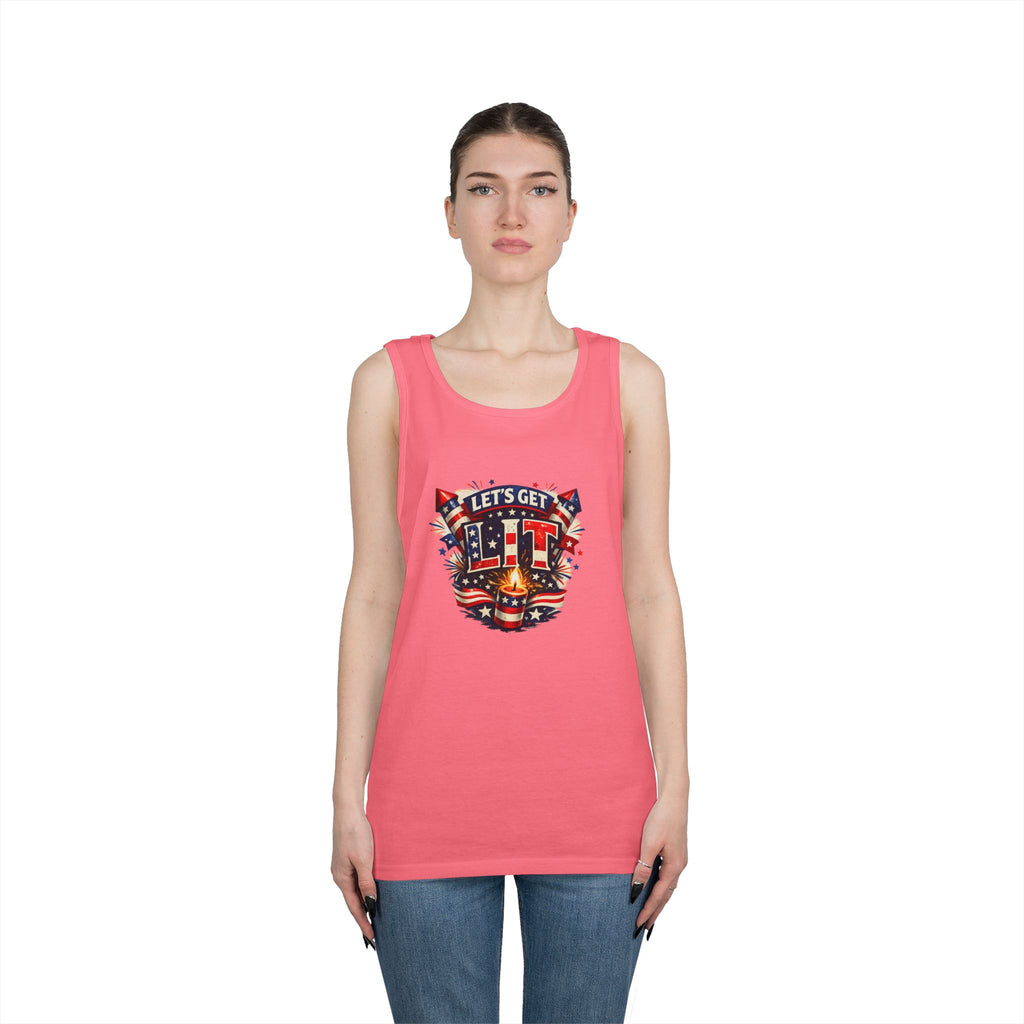 Let's Get Lit Tank Top — Patriotic 4th of July Fireworks Graphic Tank