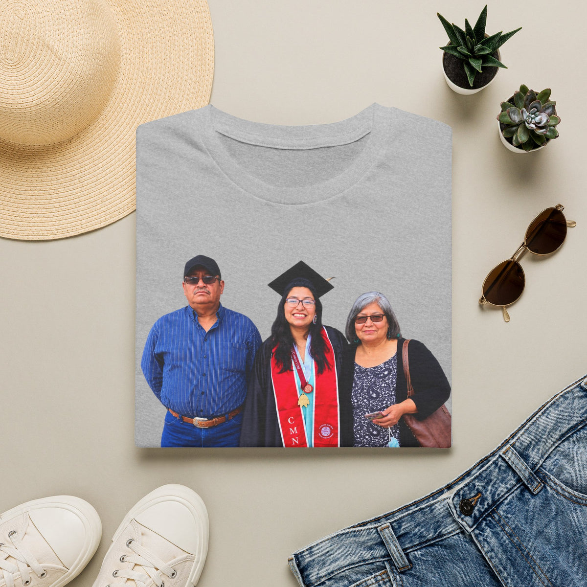 Graduation Family Photo T-Shirt — Custom Grad Portrait Tee