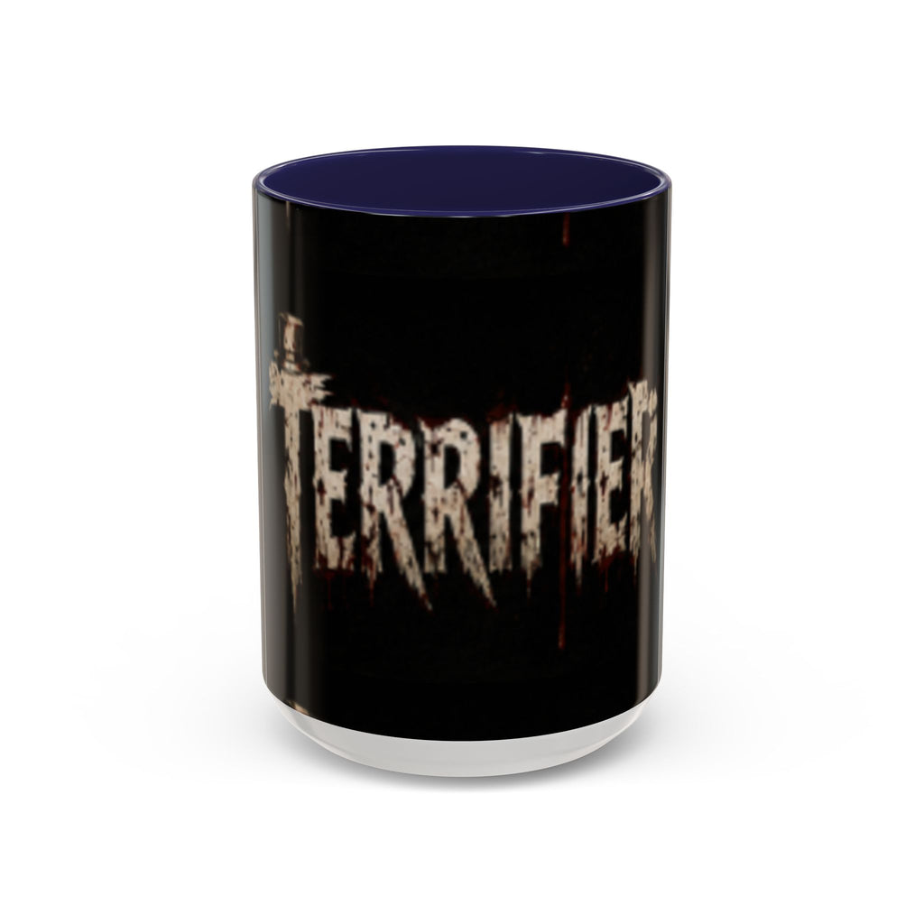 Terrified Horror Accent Coffee Mug — Gothic Scary Text Design (11/15 oz)