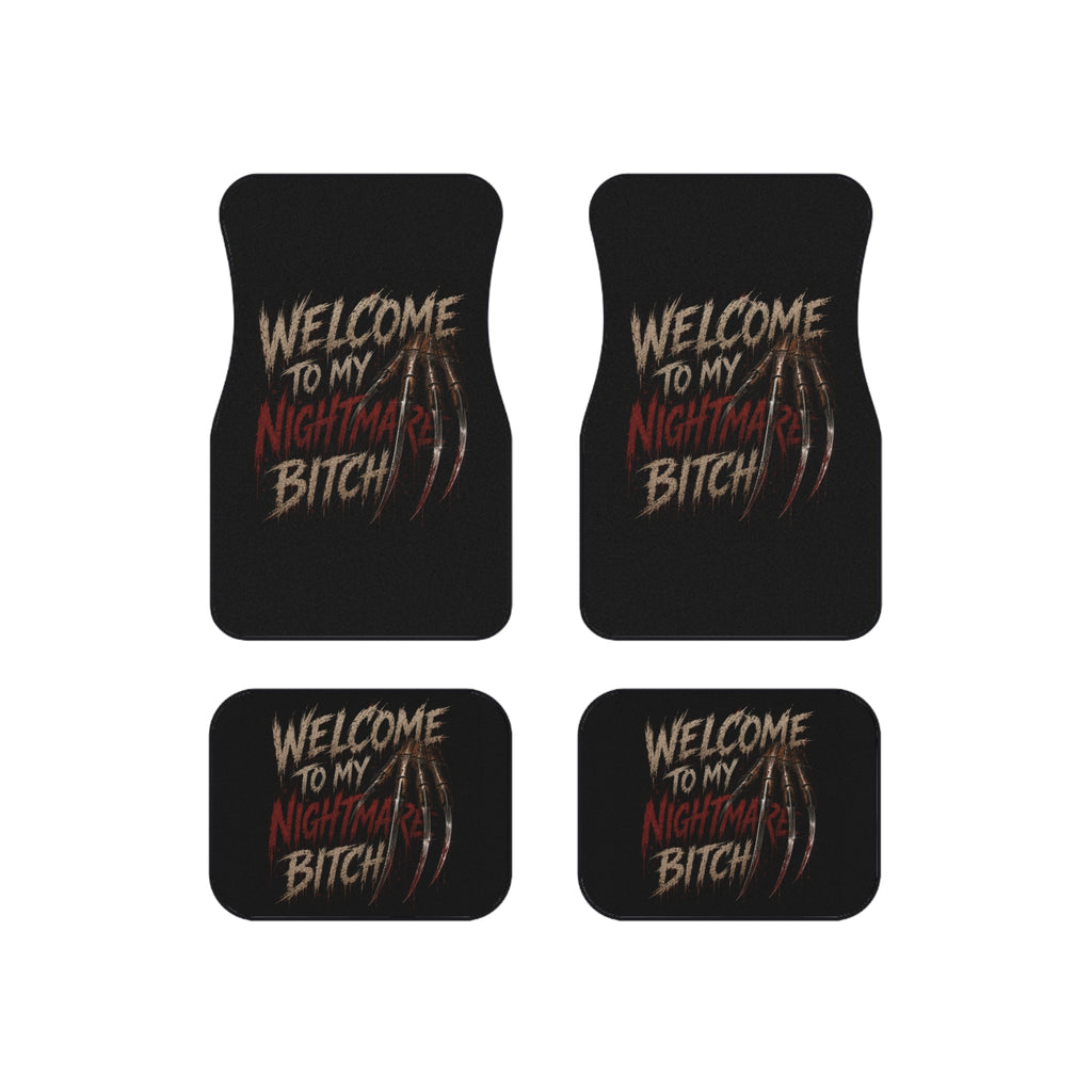 Car Mats — "Welcome To My Nightmare, Bitch" Horror Car Floor Mat Set (4-Pack)