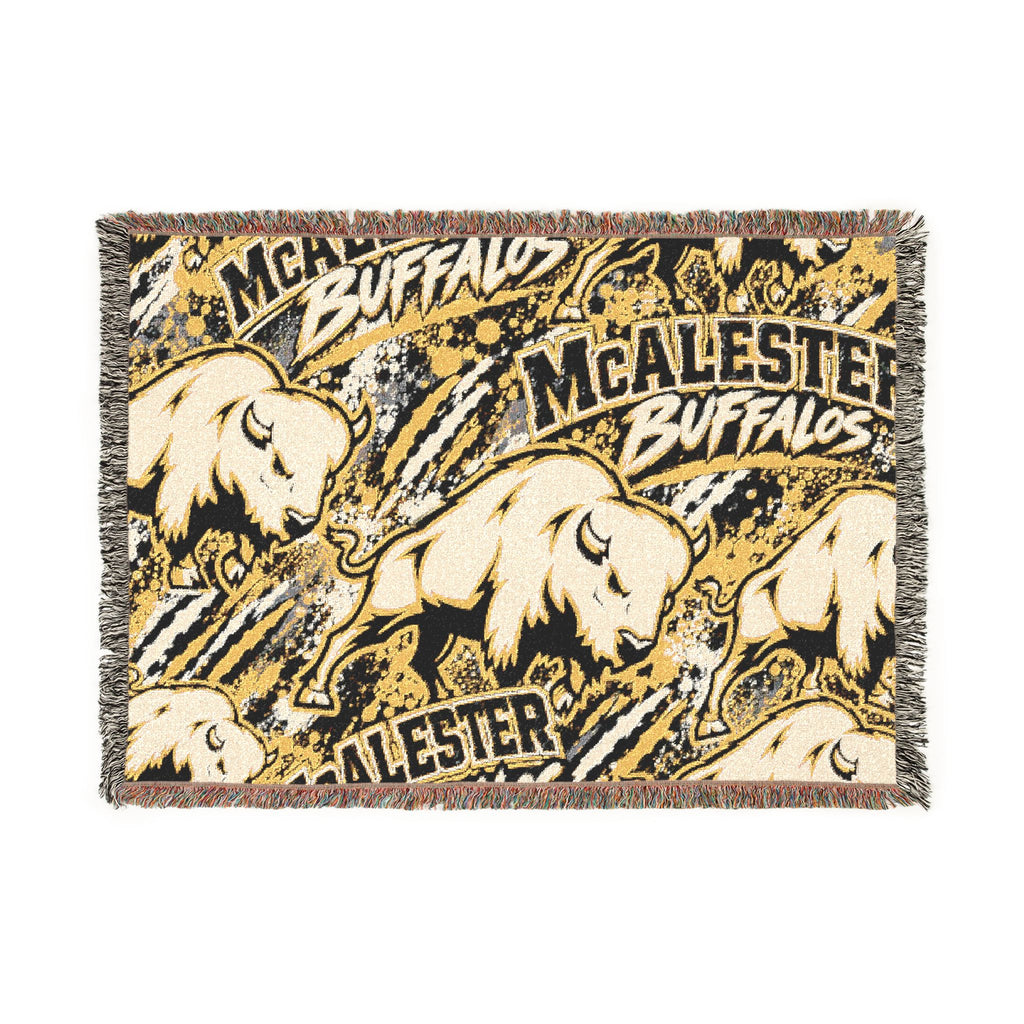 McAlester Buffalos Woven Throw Blanket – Team Logo Buffalo Pattern