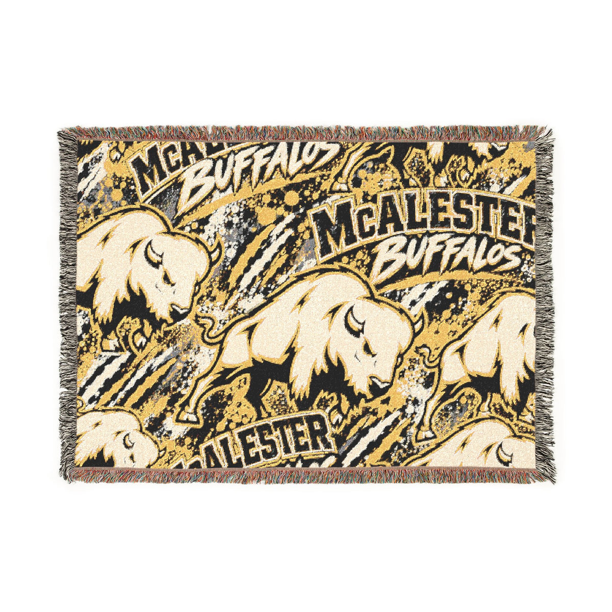 McAlester Buffalos Woven Throw Blanket – Team Logo Buffalo Pattern