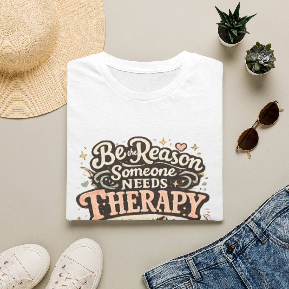 T-Shirt — "Be the Reason Someone Needs Therapy" Comfort Tee with Cute Raccoon Design