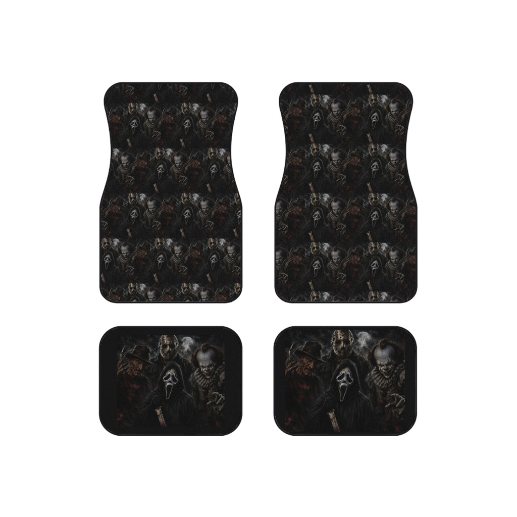 Horror Icons Car Mats (Set of 4) — Creepy Movie Villains Front & Rear Floor Mats