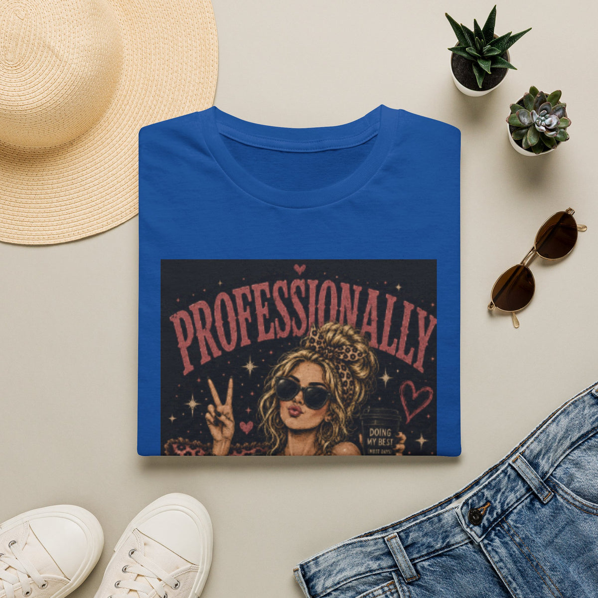 Professionally Unprofessional T-Shirt — Retro Boho Woman Graphic Tee