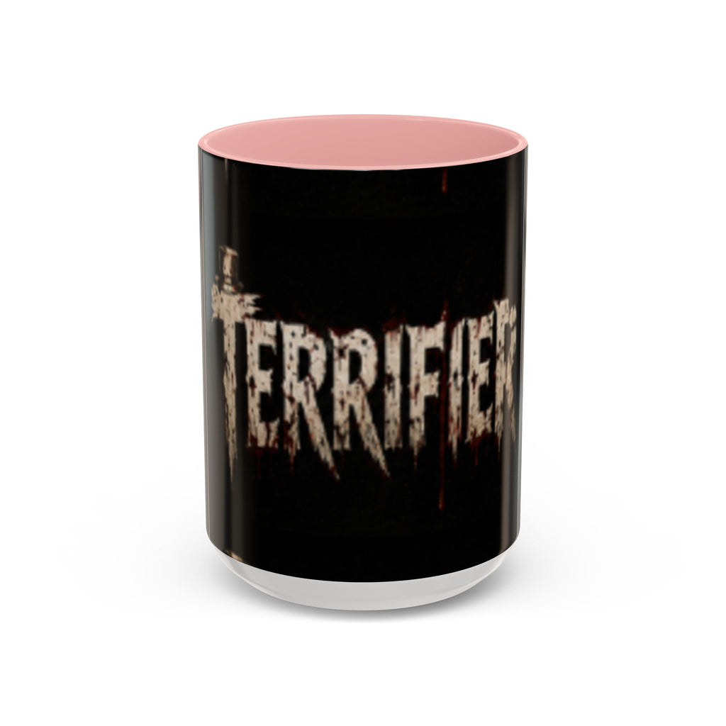 Terrified Horror Accent Coffee Mug — Gothic Scary Text Design (11/15 oz)
