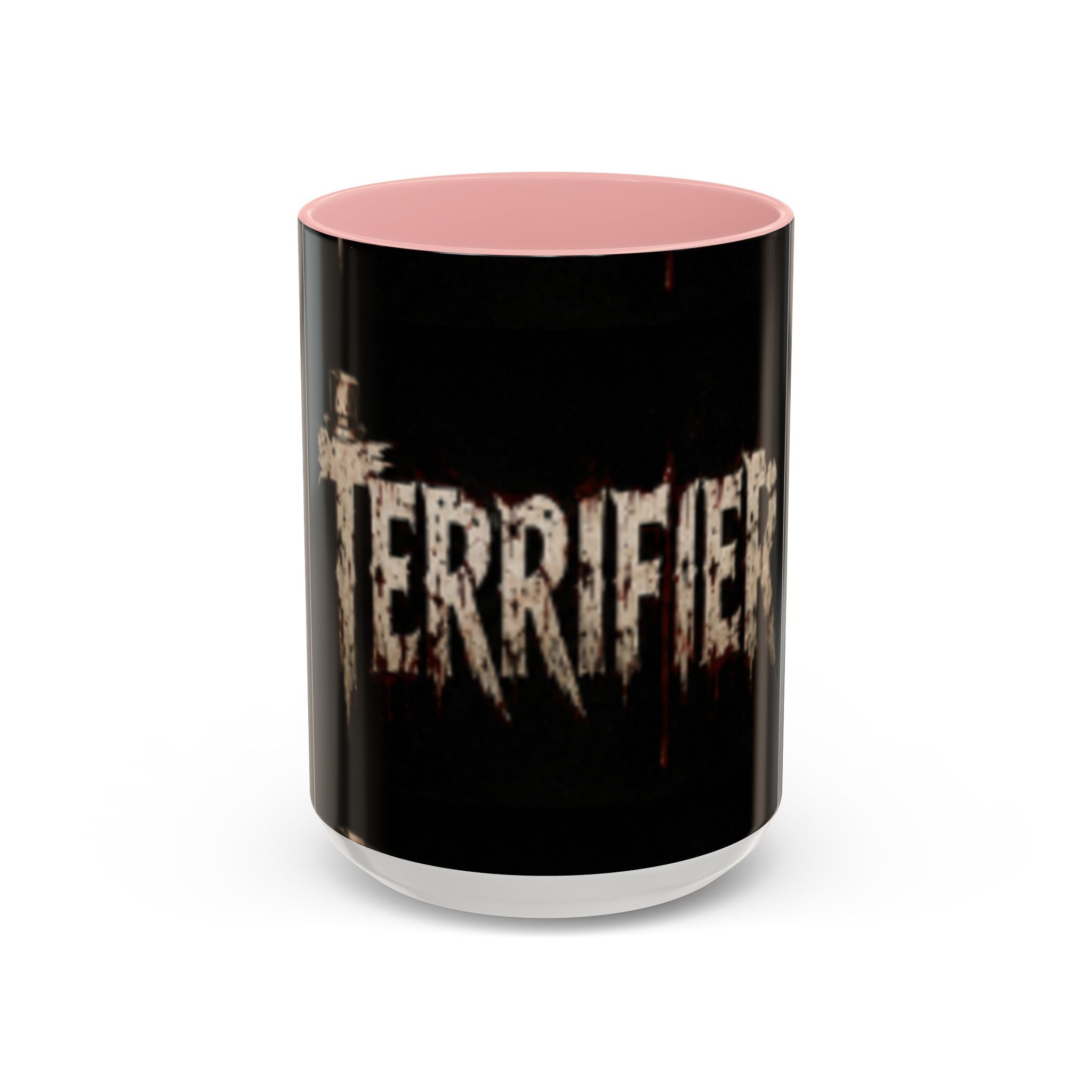 Terrified Horror Accent Coffee Mug — Gothic Scary Text Design (11/15 oz)