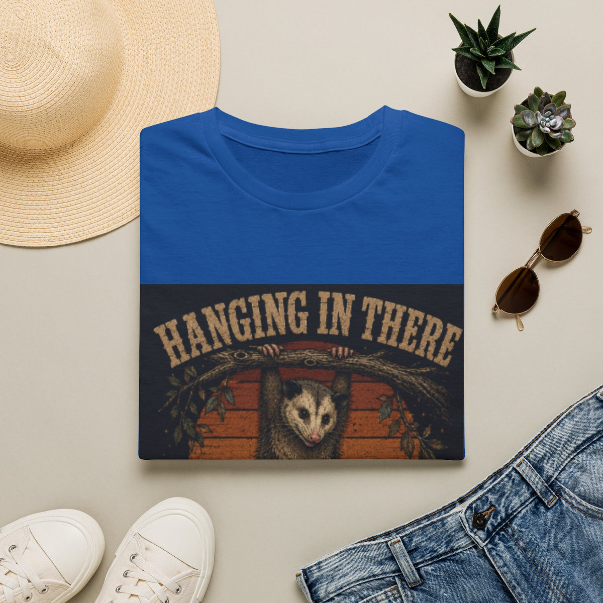 Hanging In There Possum T-Shirt — Cute Resilience Graphic Tee