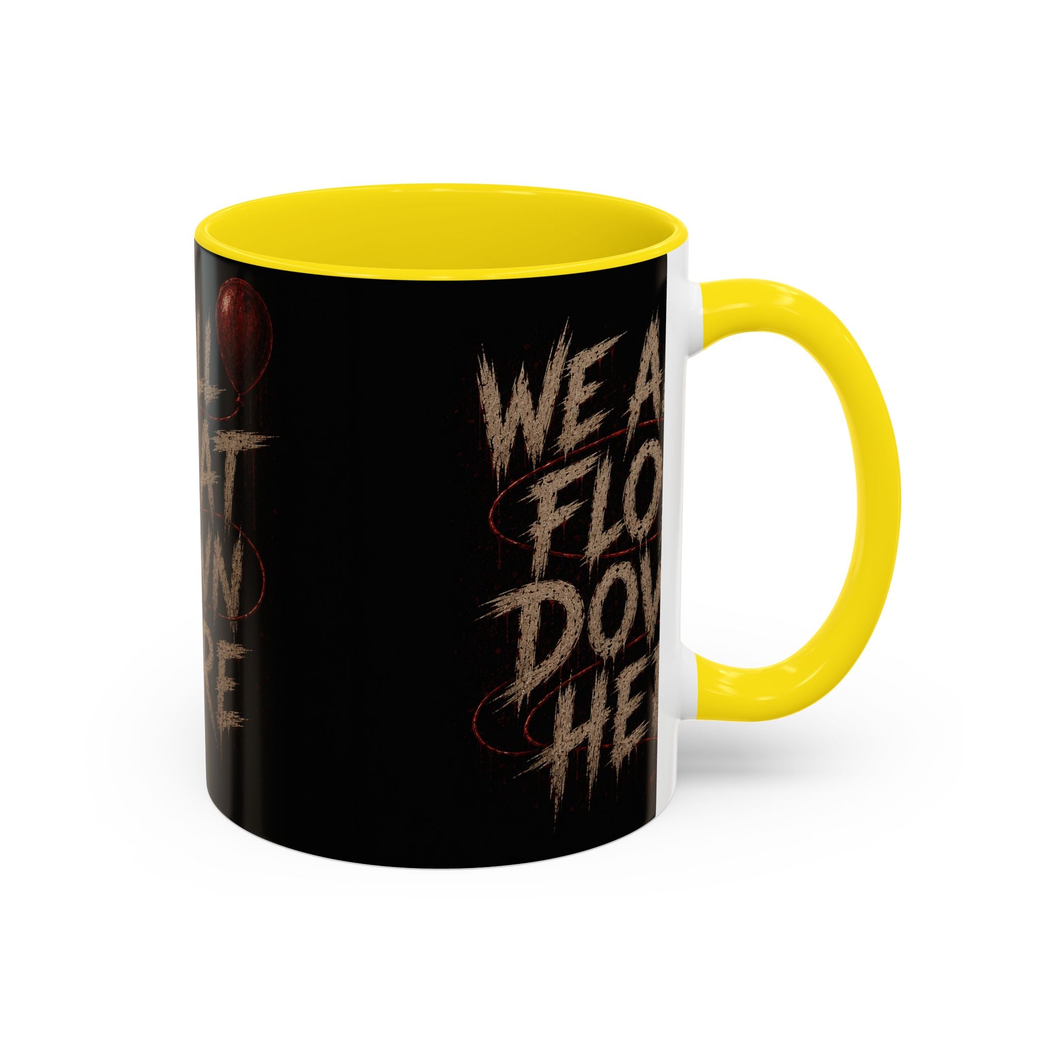 We All Float Down Here Coffee Mug — Horror Balloon Accent Mug (11/15oz)