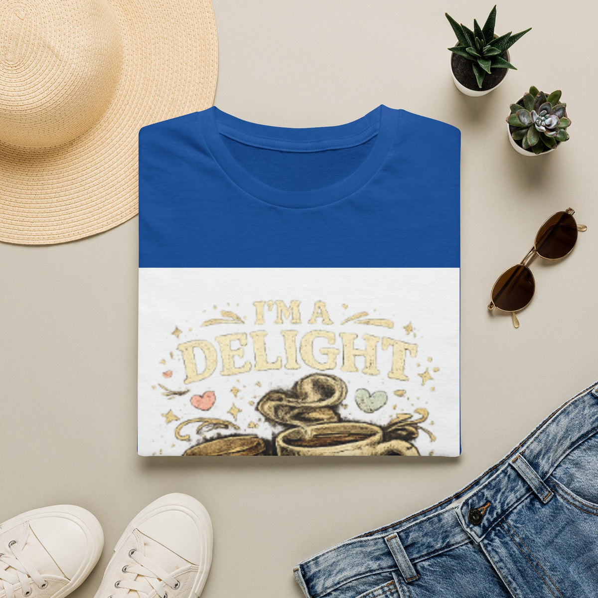 Coffee Mug T-Shirt — “I'm a Delight (Give Me Five Minutes)” Retro Coffee Graphic Tee