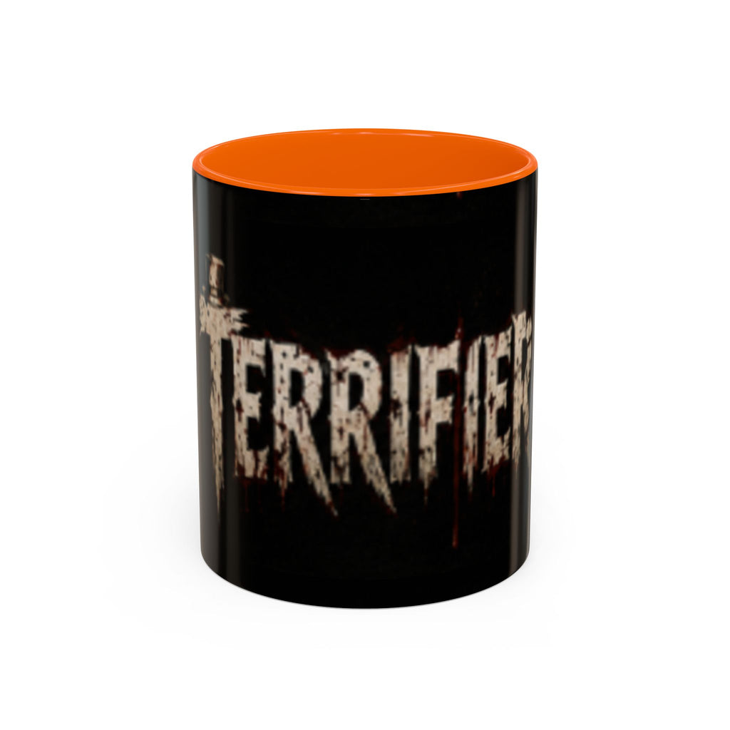 Terrified Horror Accent Coffee Mug — Gothic Scary Text Design (11/15 oz)