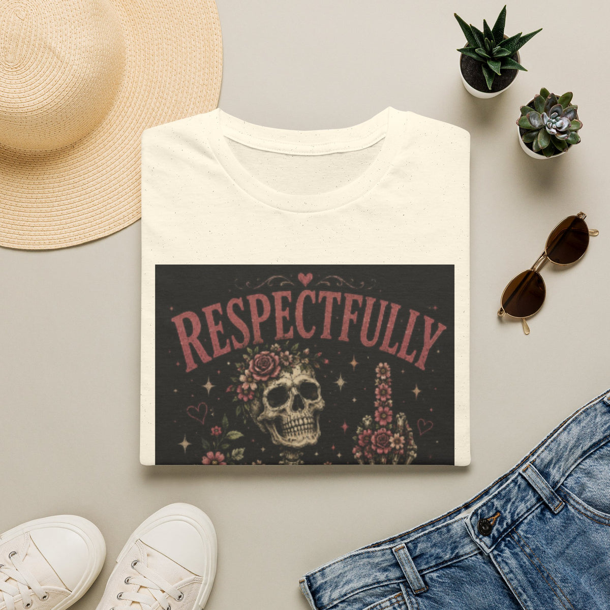 Respectfully — Skull Floral Graphic T‑Shirt ("Respectfully absolutely not")