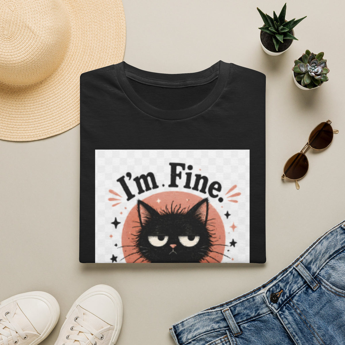 I'm Fine Cat T-Shirt — Funny Grumpy Cat Graphic Tee ("It’s Everyone Else")
