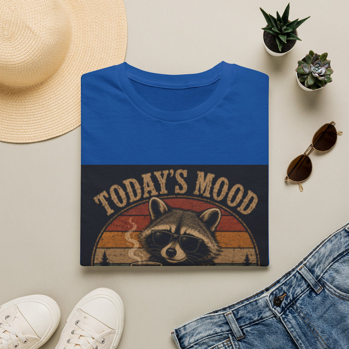 Today's Mood Unsupervised Raccoon T-Shirt — Vintage Retro Graphic Tee for Casual Wear