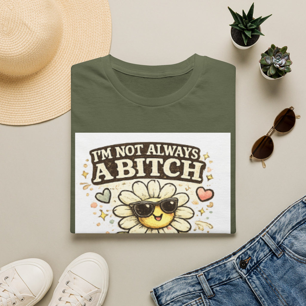Graphic T-Shirt — "I'm Not Always A Bitch" Sunflower with Sunglasses (Just Kidding, Go f**k Yourself)