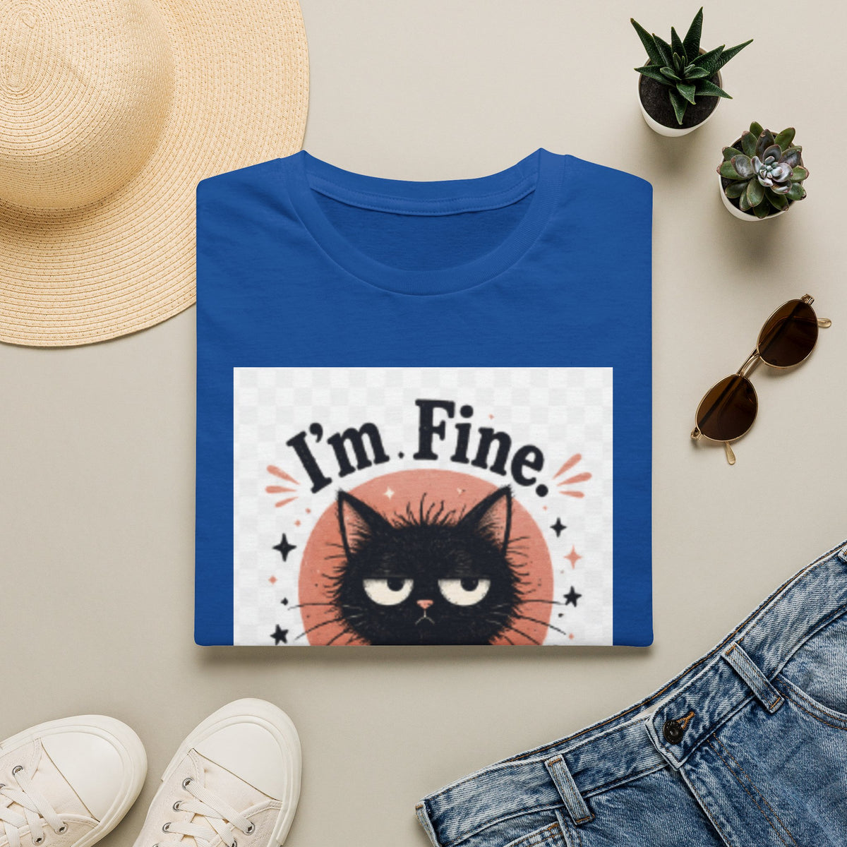 I'm Fine Cat T-Shirt — Funny Grumpy Cat Graphic Tee ("It’s Everyone Else")