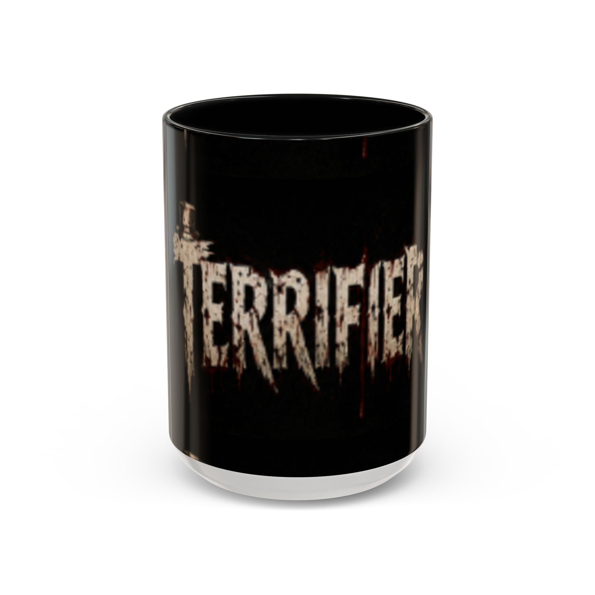 Terrified Horror Accent Coffee Mug — Gothic Scary Text Design (11/15 oz)
