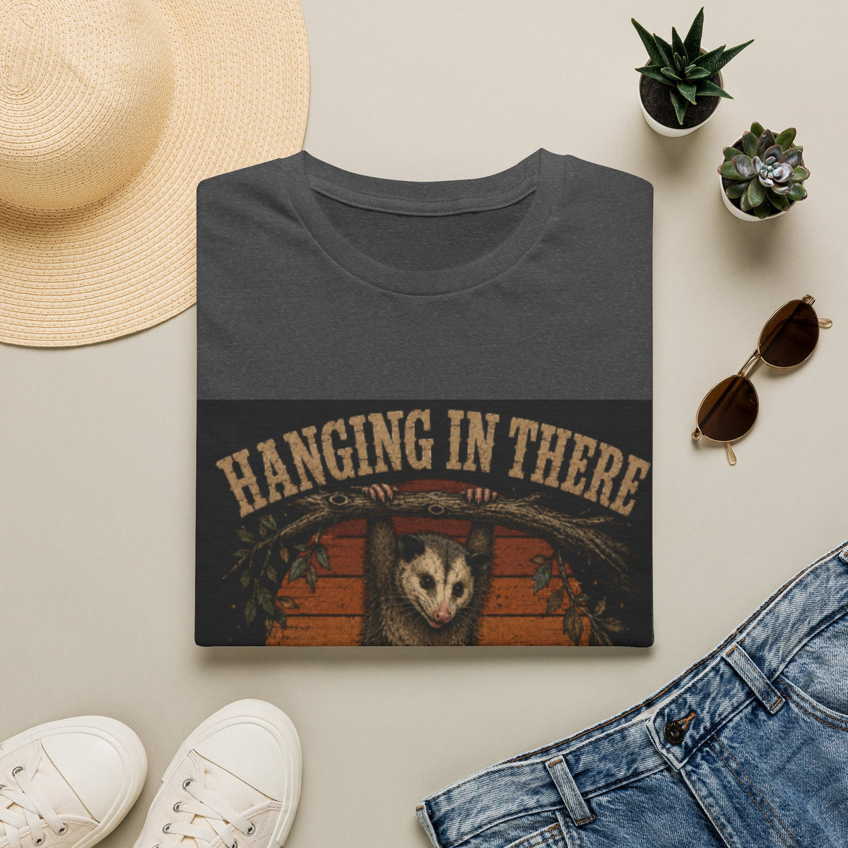 Hanging In There Possum T-Shirt — Cute Resilience Graphic Tee