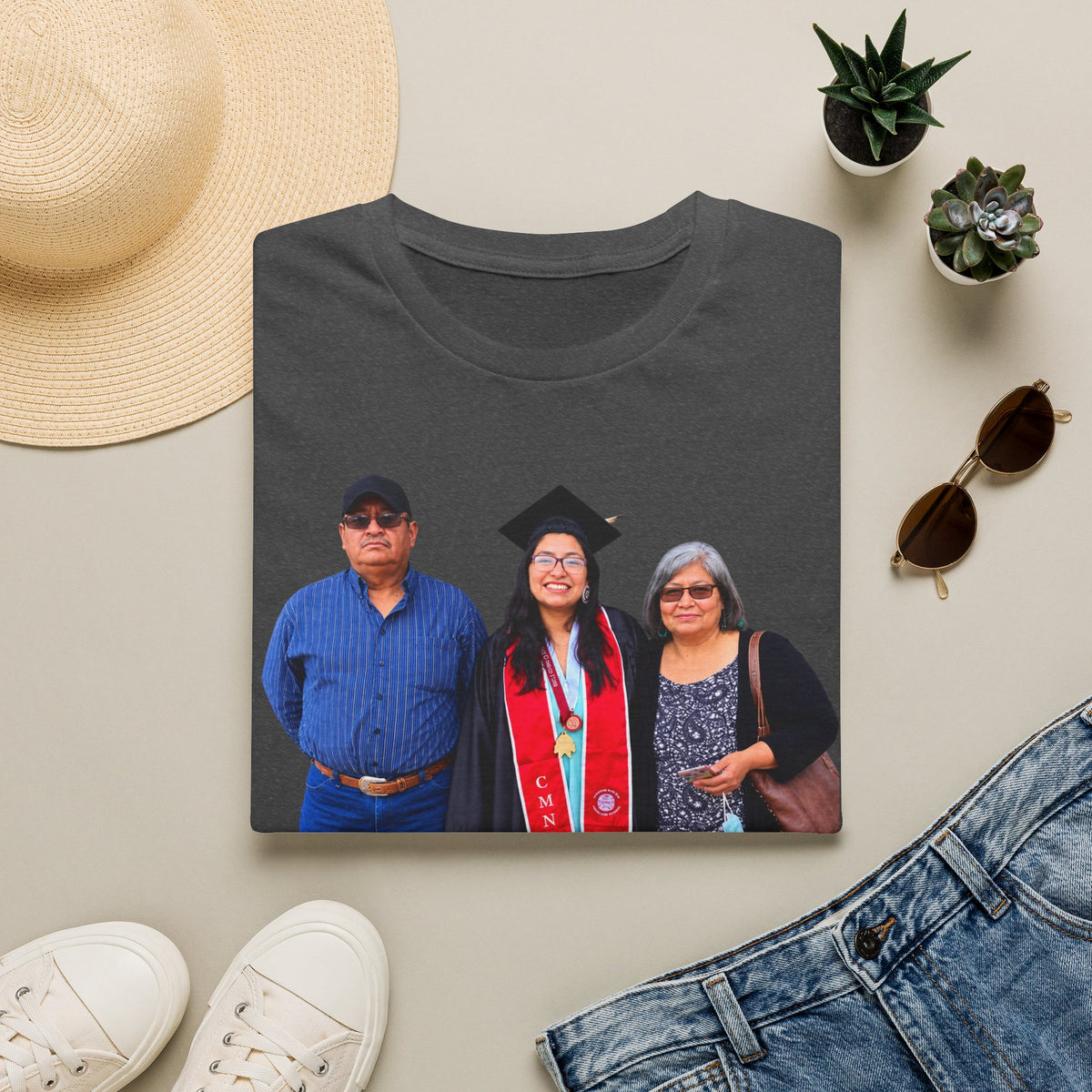 Graduation Family Photo T-Shirt — Custom Grad Portrait Tee