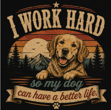 T-Shirt — "I Work Hard So My Dog Can Have a Better Life" Vintage Dog Lover Tee