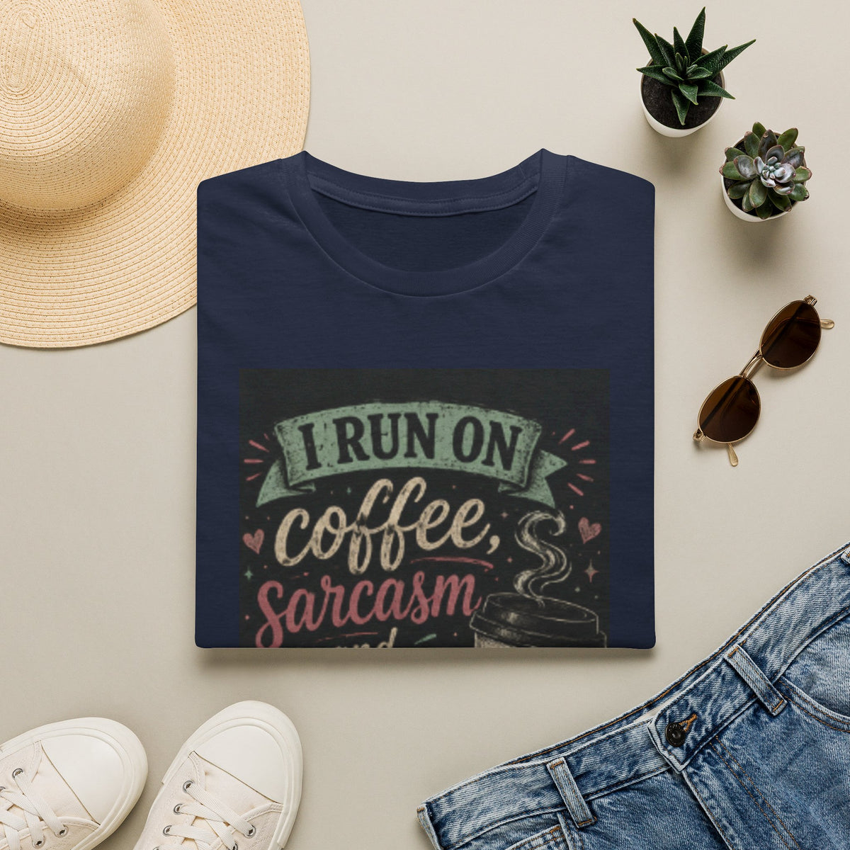 Coffee & Sarcasm T‑Shirt — “I Run On Coffee, Sarcasm and Poor Impulse Control”