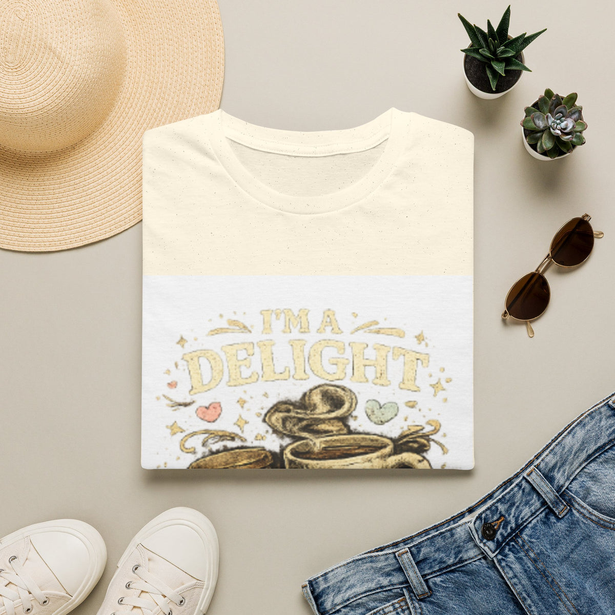 Coffee Mug T-Shirt — “I'm a Delight (Give Me Five Minutes)” Retro Coffee Graphic Tee