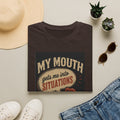 Graphic T-Shirt — "My Mouth Gets Me Into Situations" Vintage Statement Tee