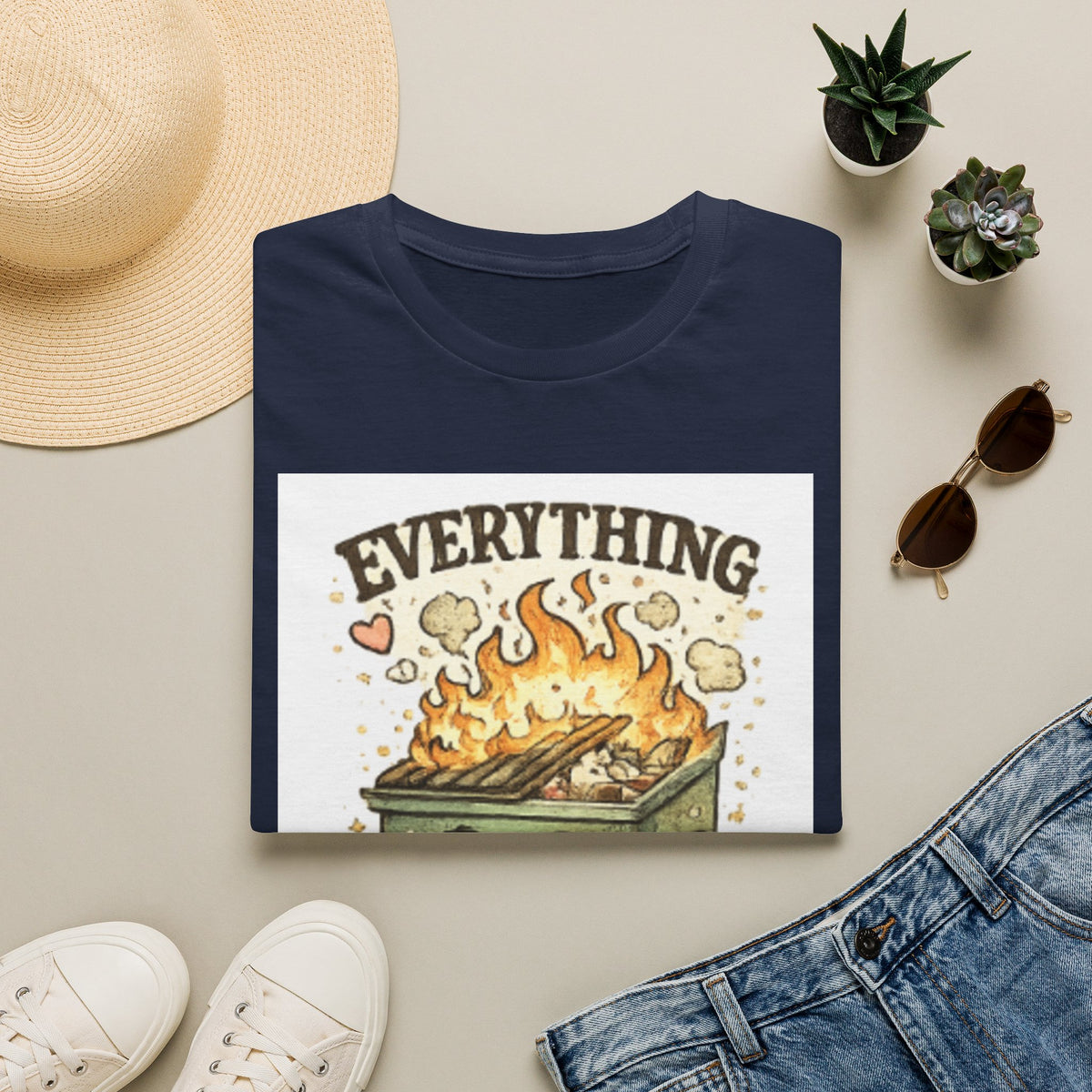 Everything Is Fine T-Shirt — Cute Kawaii Dumpster Fire Graphic Tee