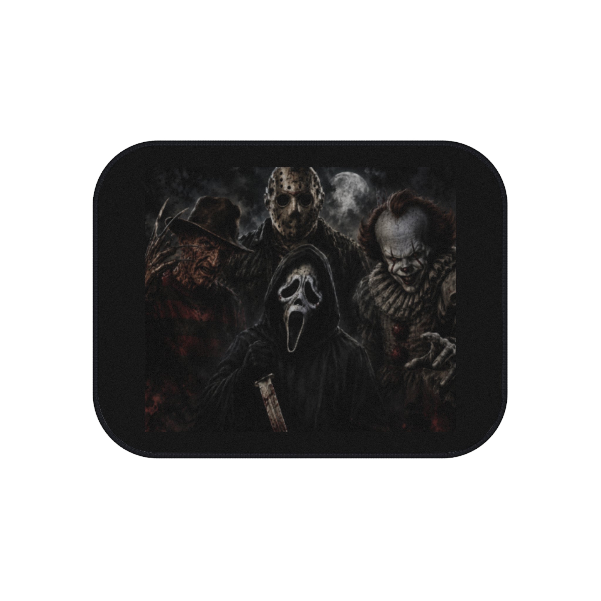 Horror Icons Car Mats (Set of 4) — Creepy Movie Villains Front & Rear Floor Mats