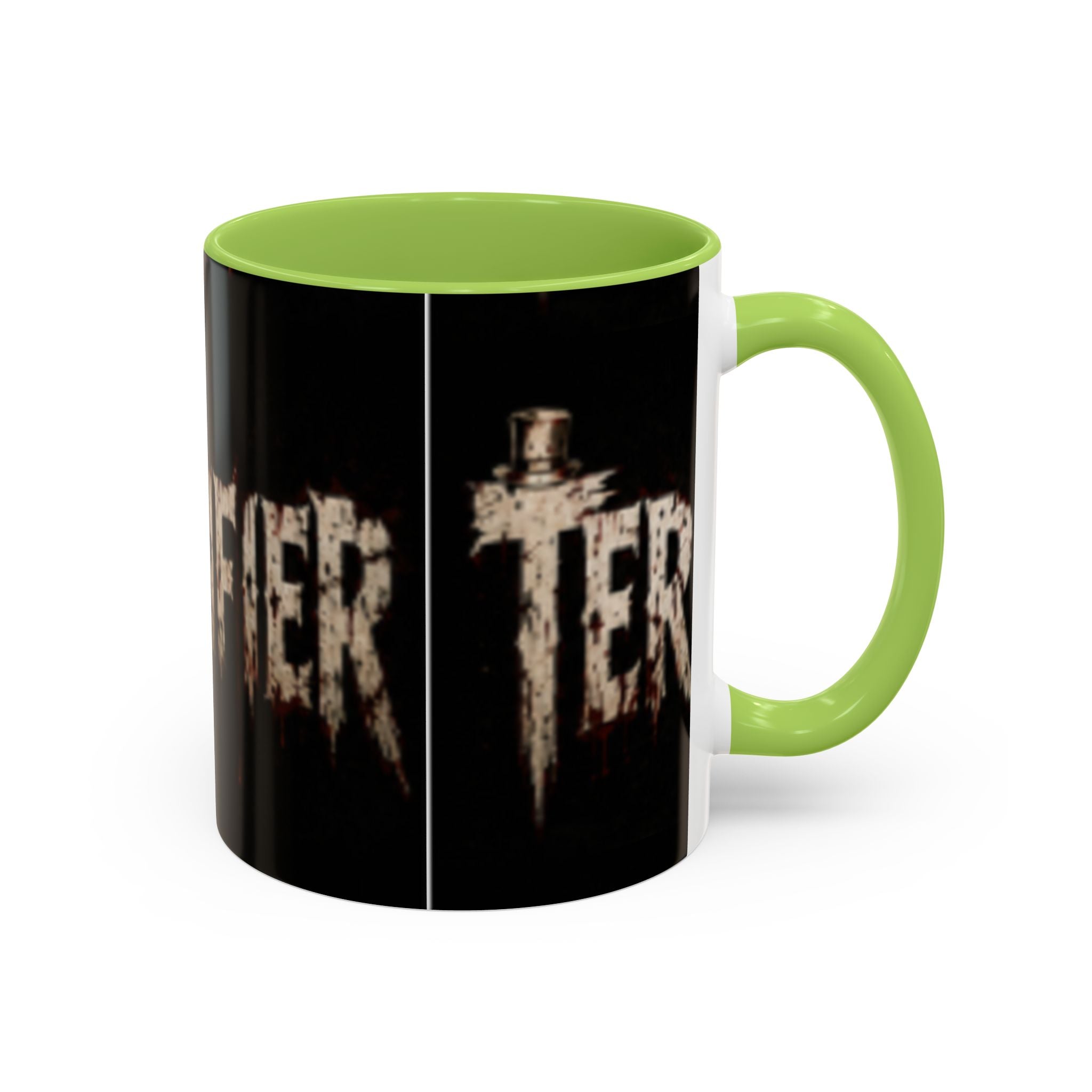 Terrified Horror Accent Coffee Mug — Gothic Scary Text Design (11/15 oz)