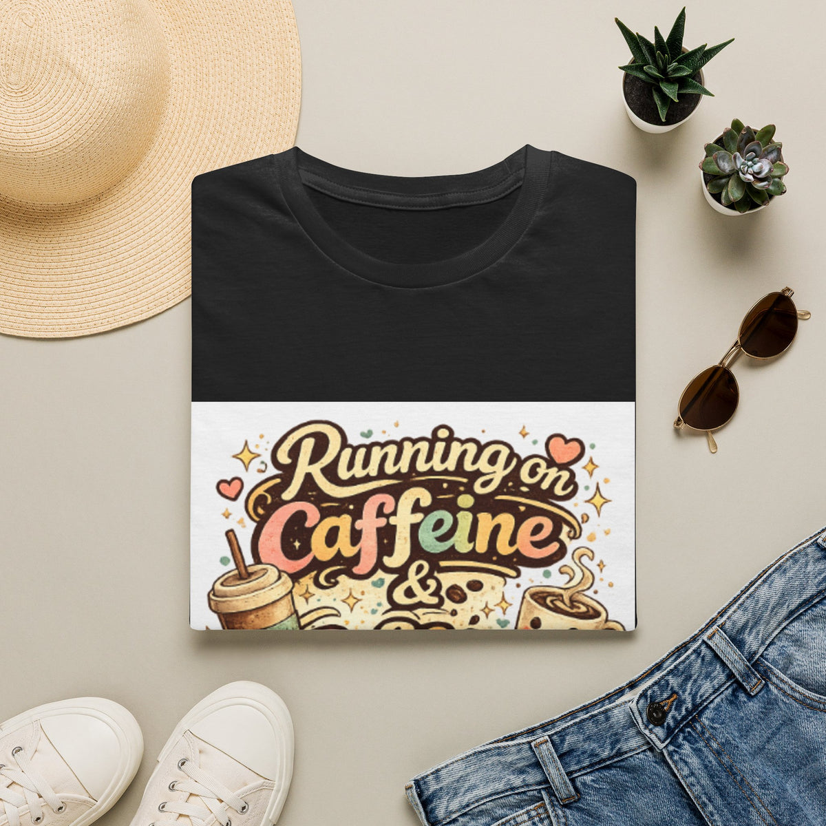 Running on Caffeine T-Shirt — Funny Coffee Lover Tee