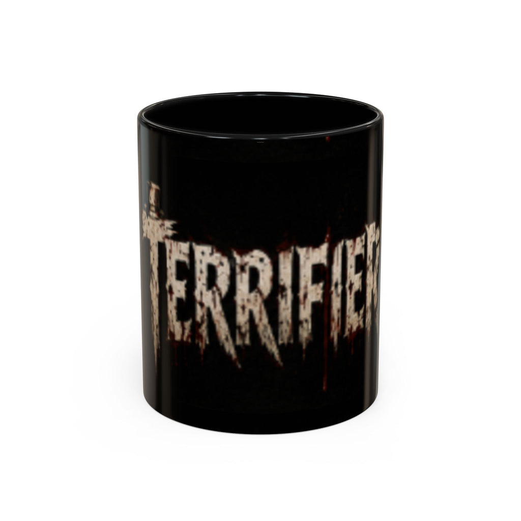 Terrified Horror Accent Coffee Mug — Gothic Scary Text Design (11/15 oz)