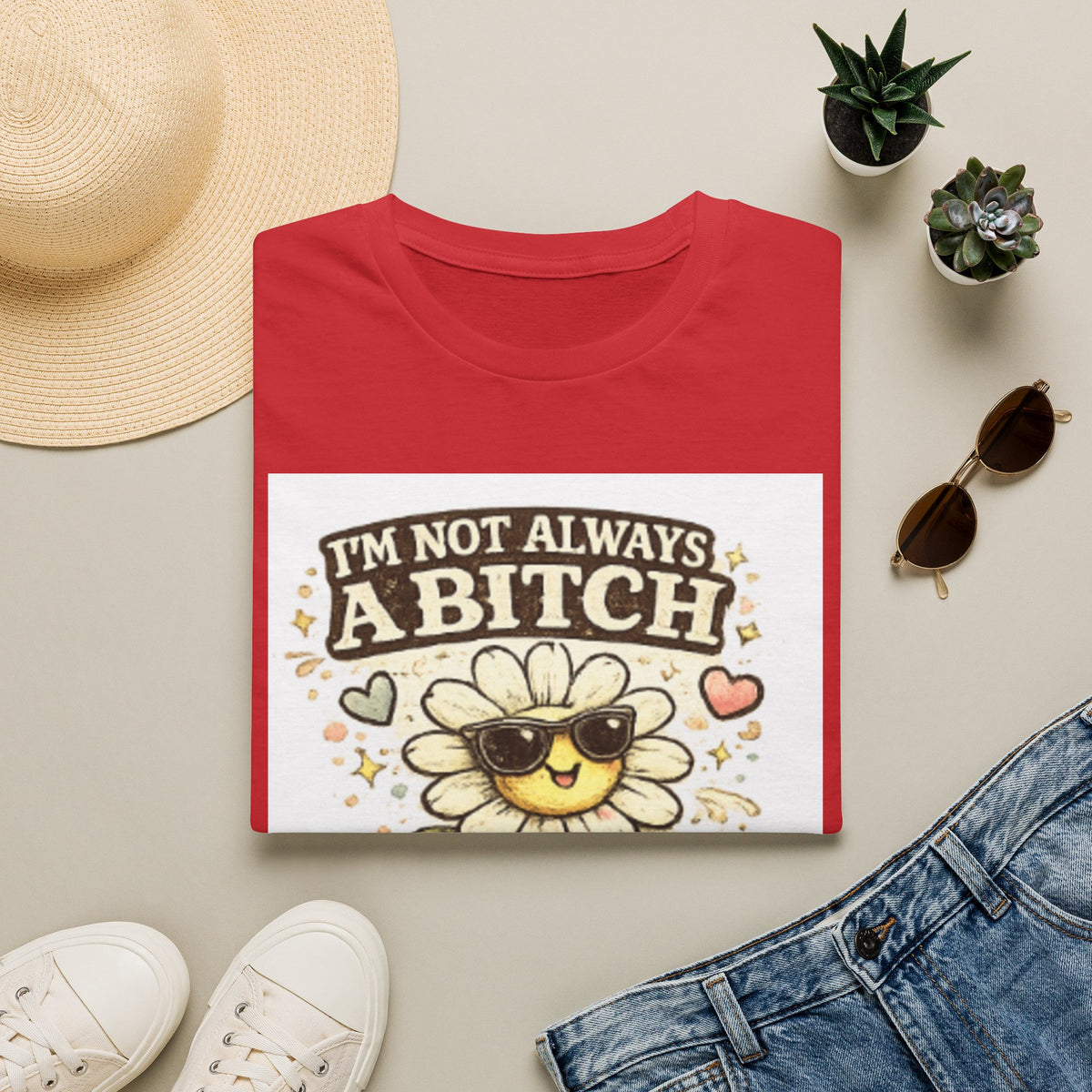 Graphic T-Shirt — "I'm Not Always A Bitch" Sunflower with Sunglasses (Just Kidding, Go f**k Yourself)