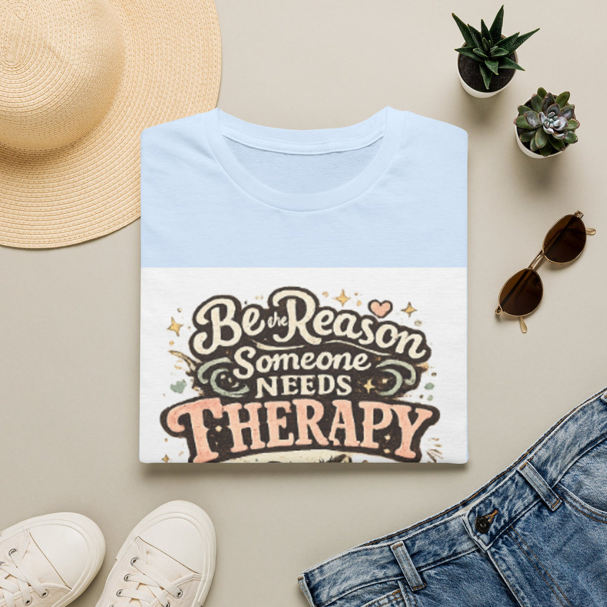 T-Shirt — "Be the Reason Someone Needs Therapy" Comfort Tee with Cute Raccoon Design