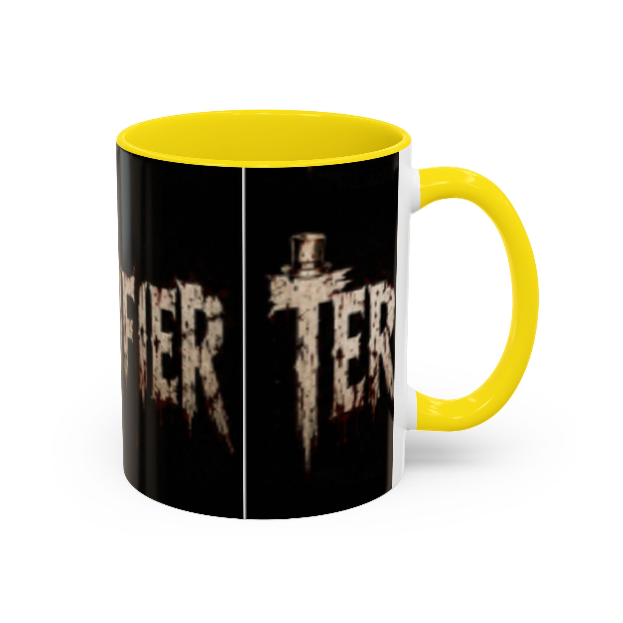 Terrified Horror Accent Coffee Mug — Gothic Scary Text Design (11/15 oz)