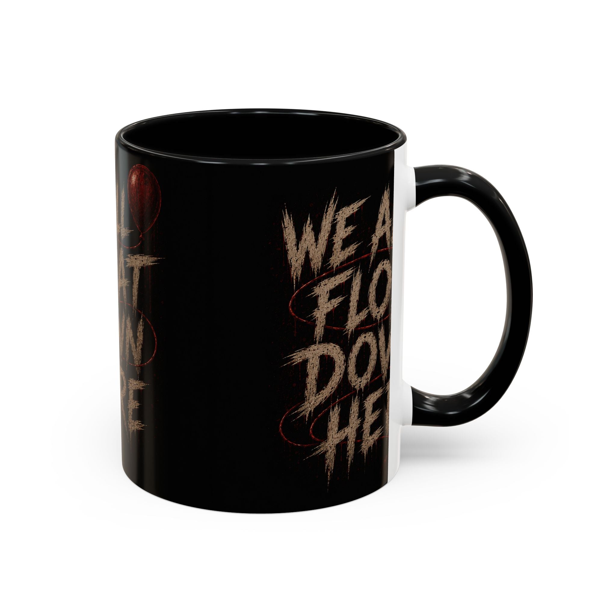 We All Float Down Here Coffee Mug — Horror Balloon Accent Mug (11/15oz)