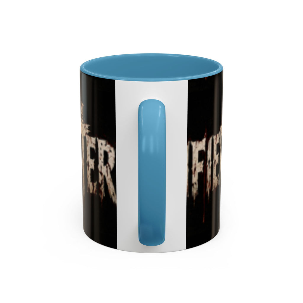 Terrified Horror Accent Coffee Mug — Gothic Scary Text Design (11/15 oz)