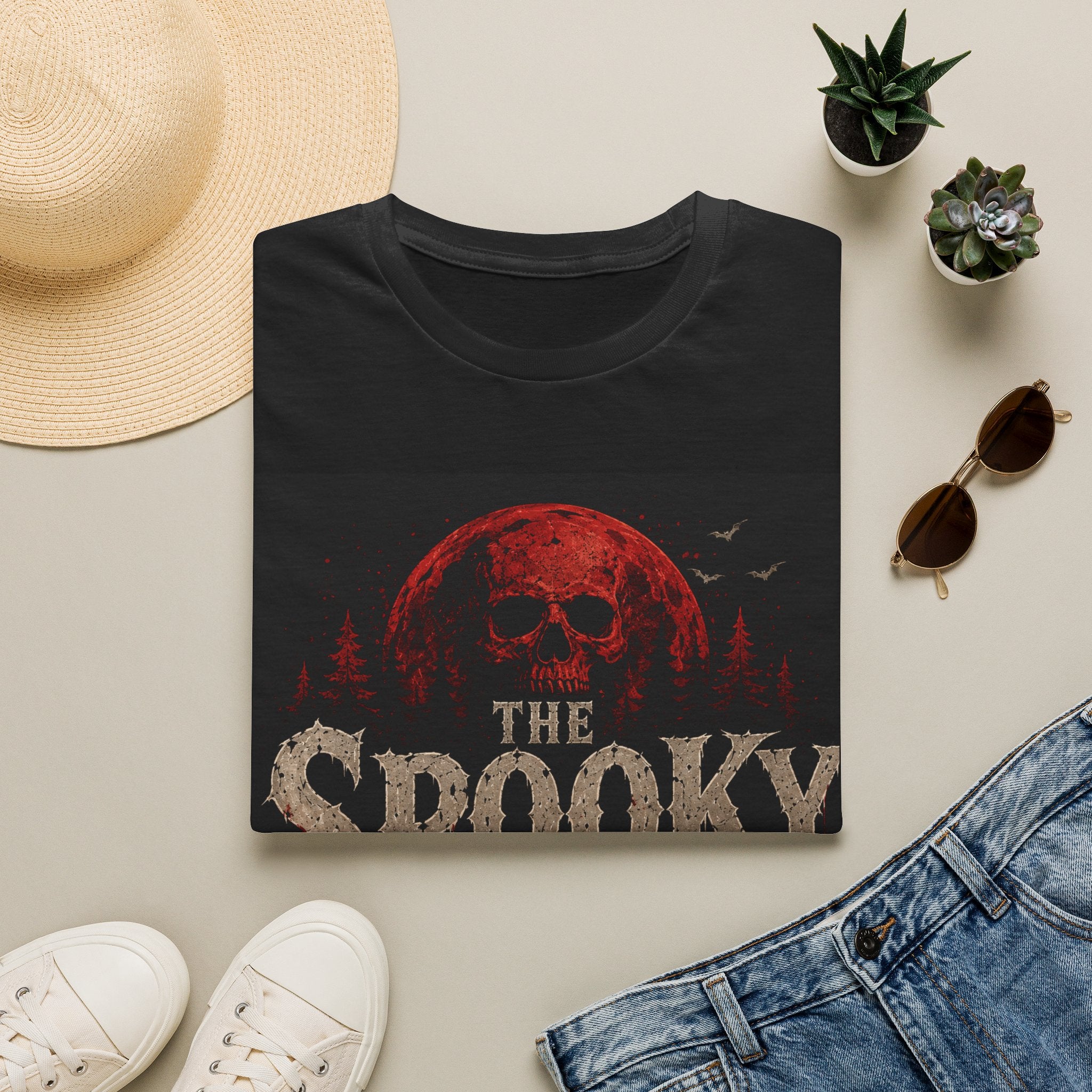 Spooky Homey T‑Shirt — Red Moon Skull Halloween Tee