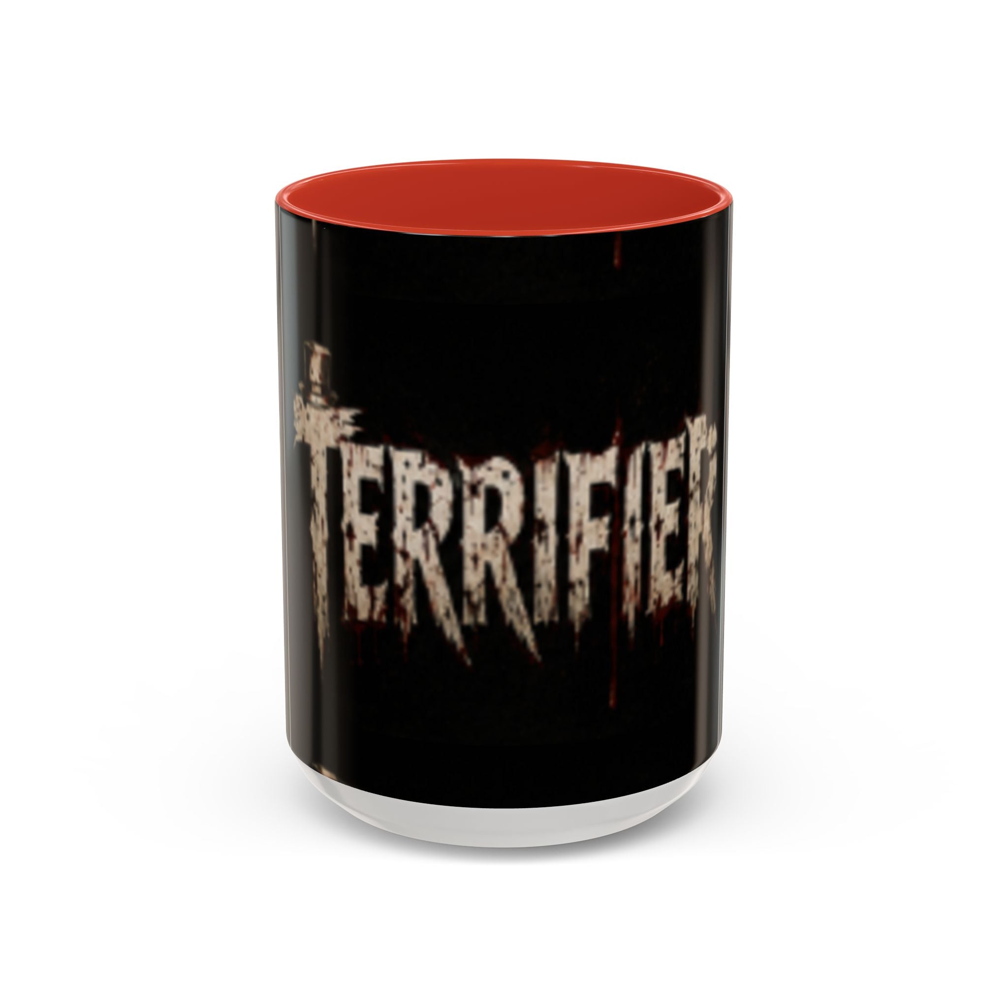Terrified Horror Accent Coffee Mug — Gothic Scary Text Design (11/15 oz)