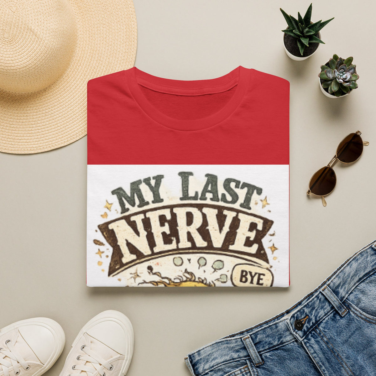 T-Shirt — "My Last Nerve (Bye)" Funny Graphic Tee — Sarcastic Humor Gift