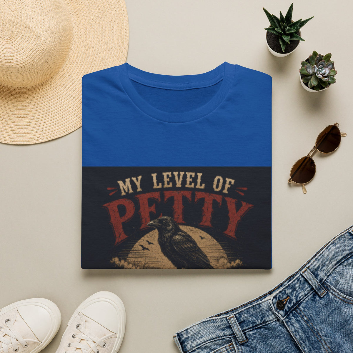 Funny 'My Level of Petty' T-Shirt — Vintage Raven No Trespassing Graphic Tee