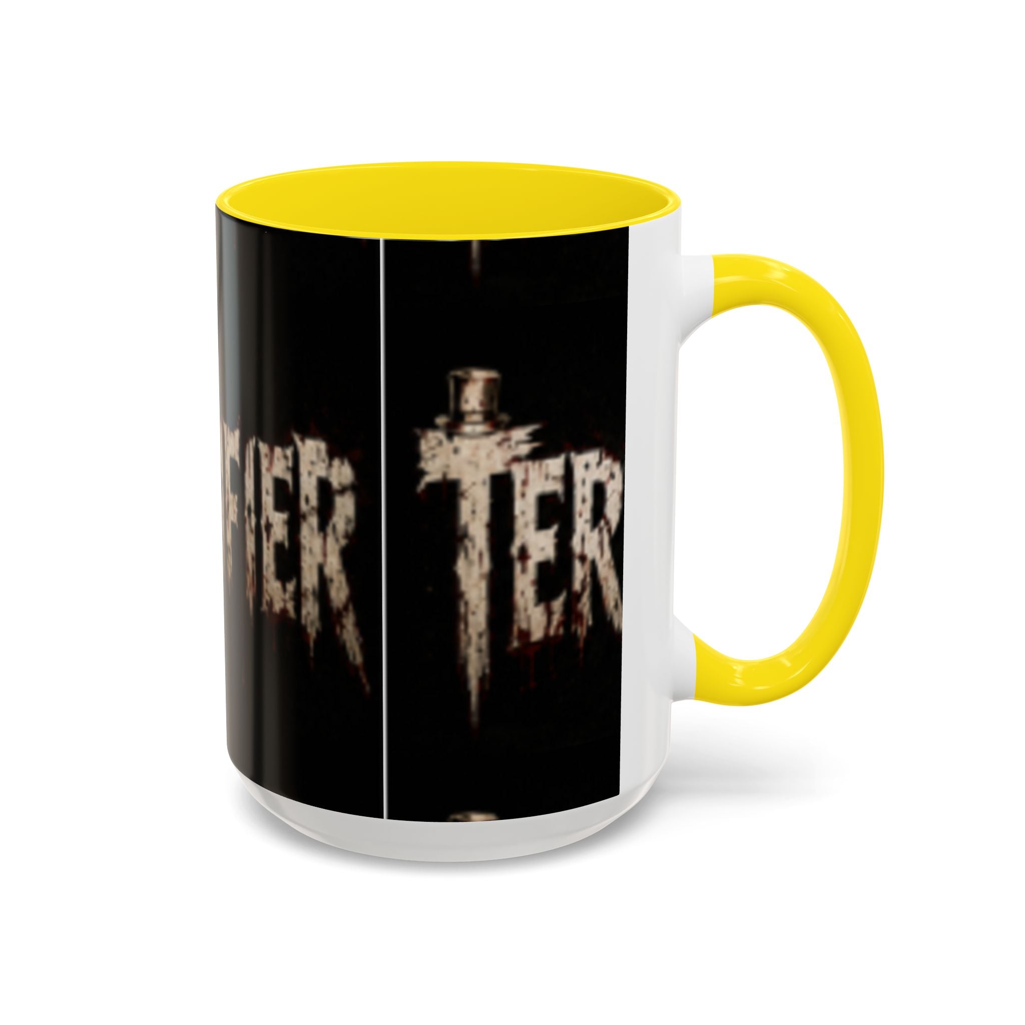 Terrified Horror Accent Coffee Mug — Gothic Scary Text Design (11/15 oz)